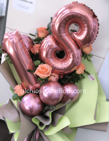 Rose ballon due numeri 5 rose