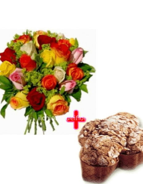 Bouquet deliziosa con colomba commerciale