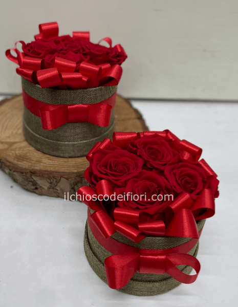 Flowers box tessuto rose