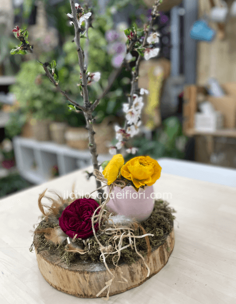 Centrotavola con rosa inglese stabilizzata