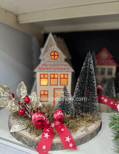 Fetta legno con casetta led