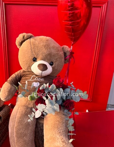 Orso + rose+ palloncino