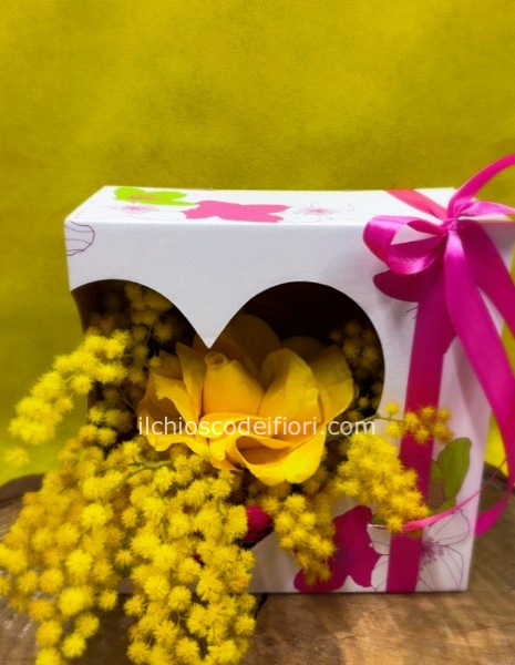 Scatola cuore mimosa